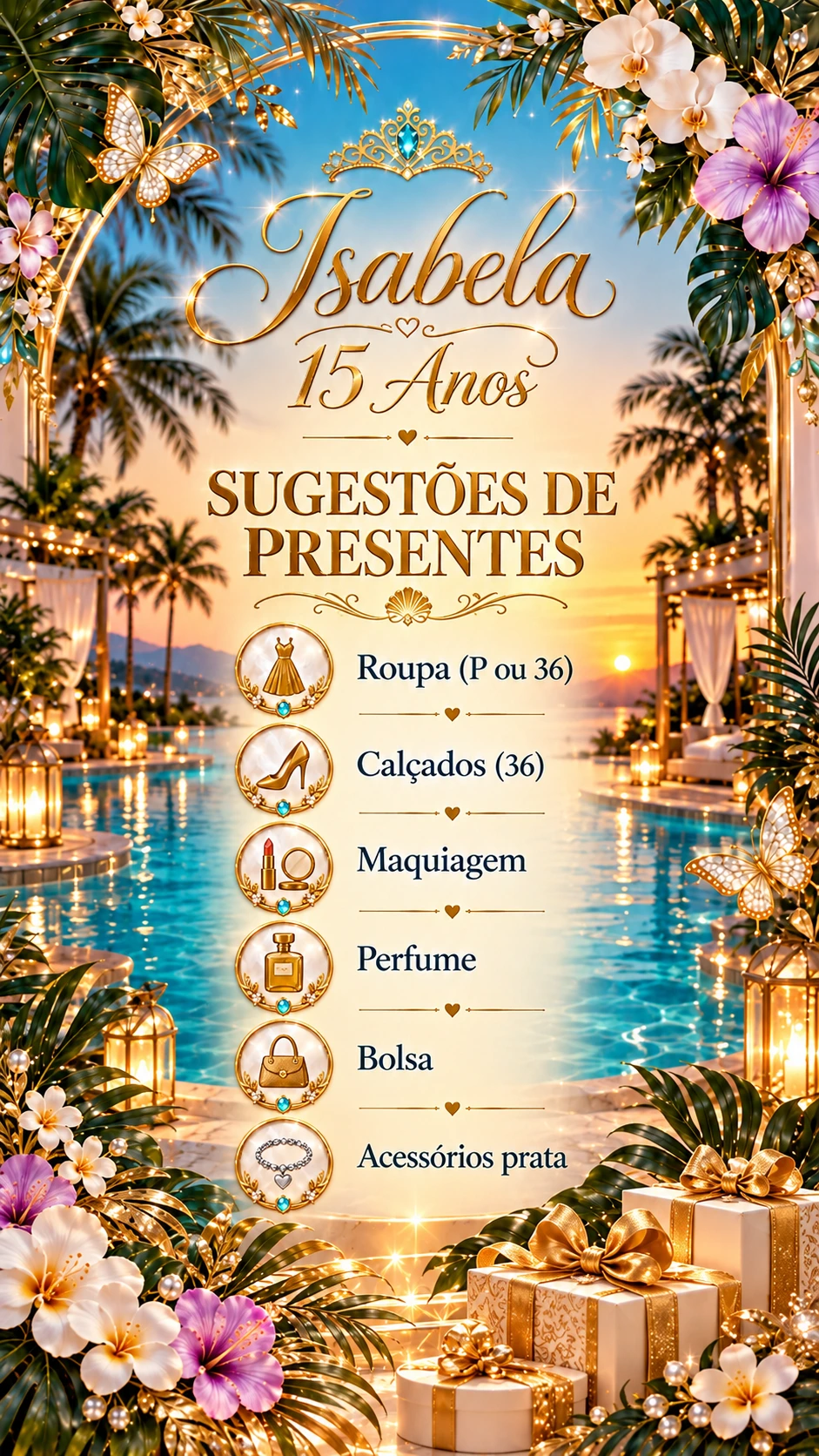 Sugestões de presentes para Isabela